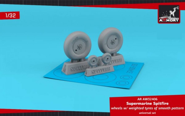 AR AW32406   Supermarine Spitfire wheels w/ weighted tyres of smooth pattern & covered hubs (1/32) (thumb81010)